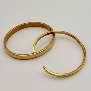 Hinged Gold Bangle Set - 2 Bracelets